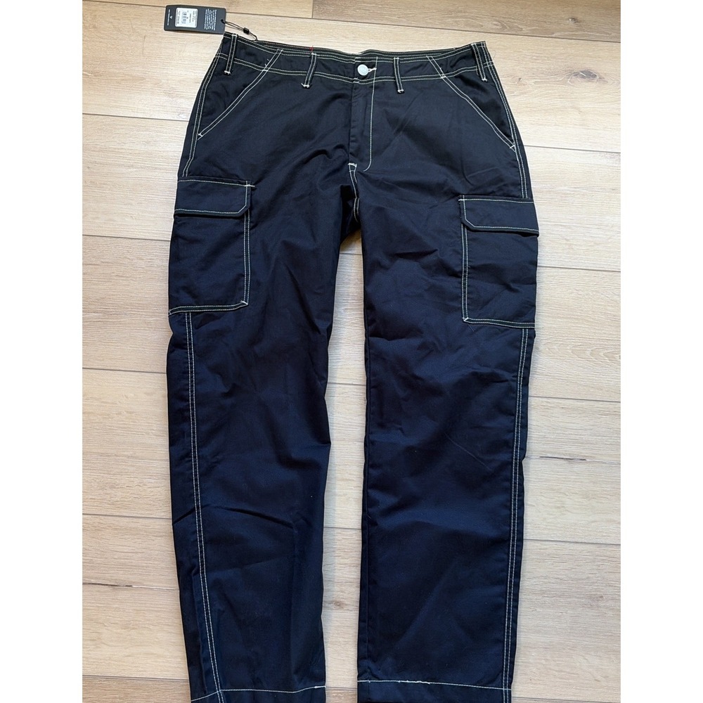 True Religion Jeans Men's Black Baggy Cargo Pants Size 36 Y2K NWT $164 MSRP